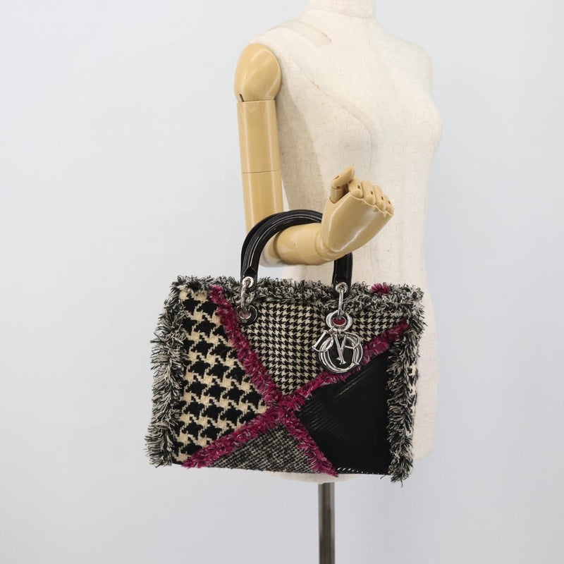 Christian Dior Diorissimo Patchwork Tweed Black Canvas Bag