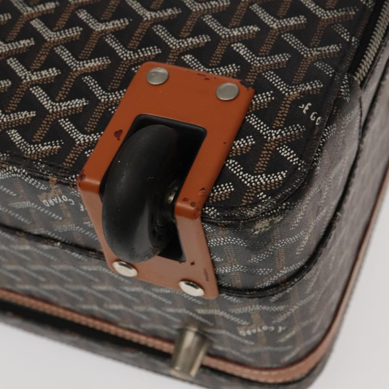 Goyard Bourget Trolley Rolling Luggage Coated Canvas Brown Pvc Bag