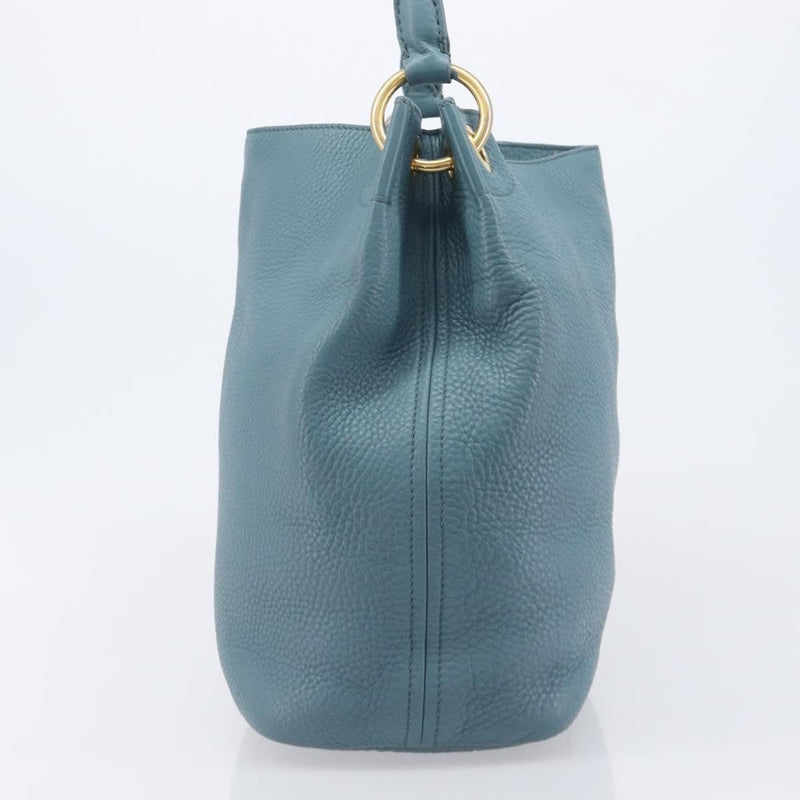 Prada Rolled Hobo Vitello Daino Blue Leather