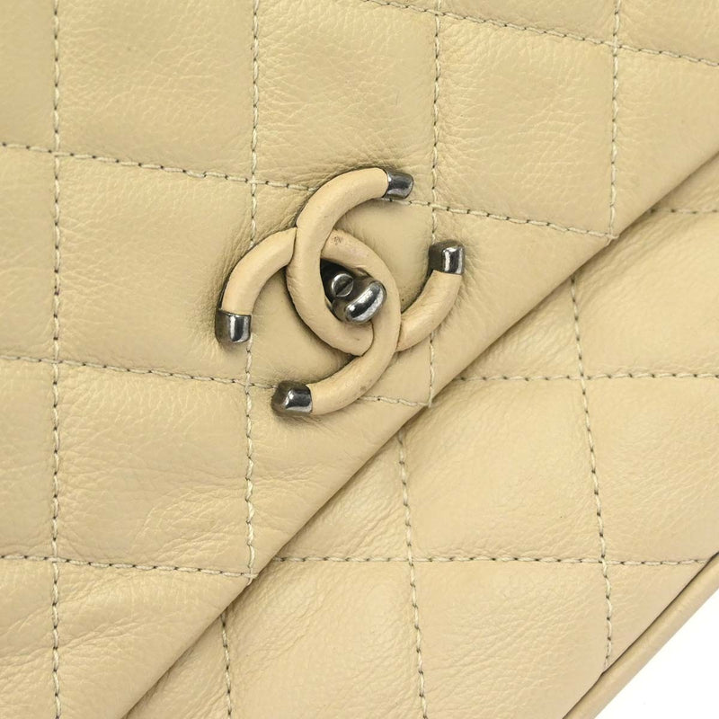 Chanel Flap Shoulder Leather Beige Bag