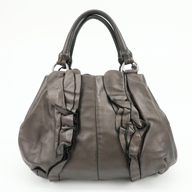 Prada Ruffle Hobo Nappa Leather Brown