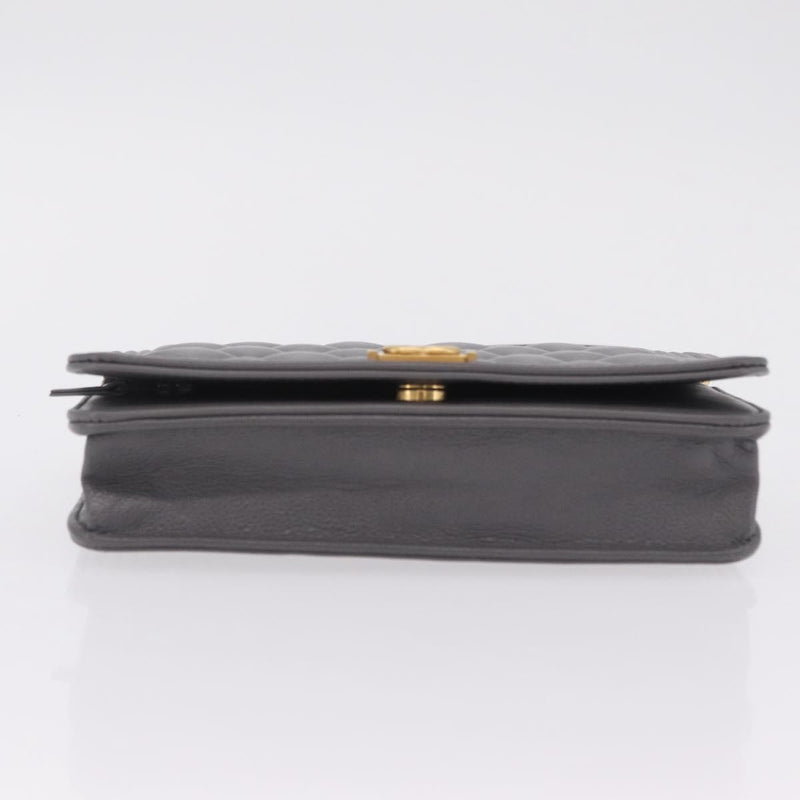Chanel Boy Wallet On Chain Quilted Caviar Gray Leather Bag