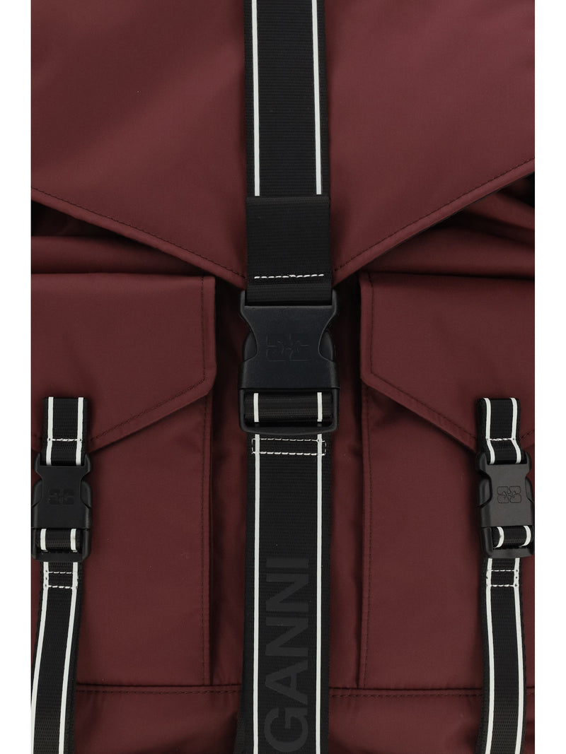 Ganni Re-Tech Recycled Polyamide Backpack — Red