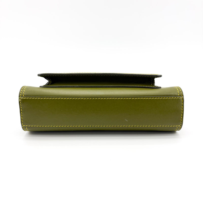 Burberry Title Pocket Leather Green Calfskin Bag