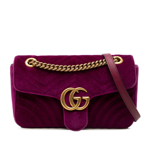 Medium GG Marmont Matelasse Velvet Shoulder Bag - Image 1