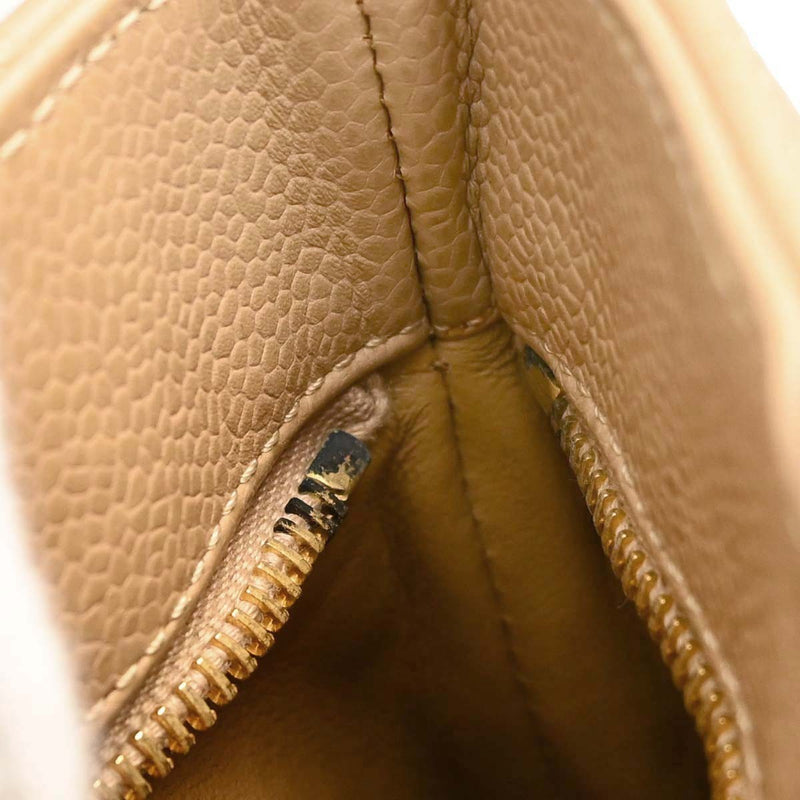 Chanel Medallion Quilted Caviar Beige Leather Bag