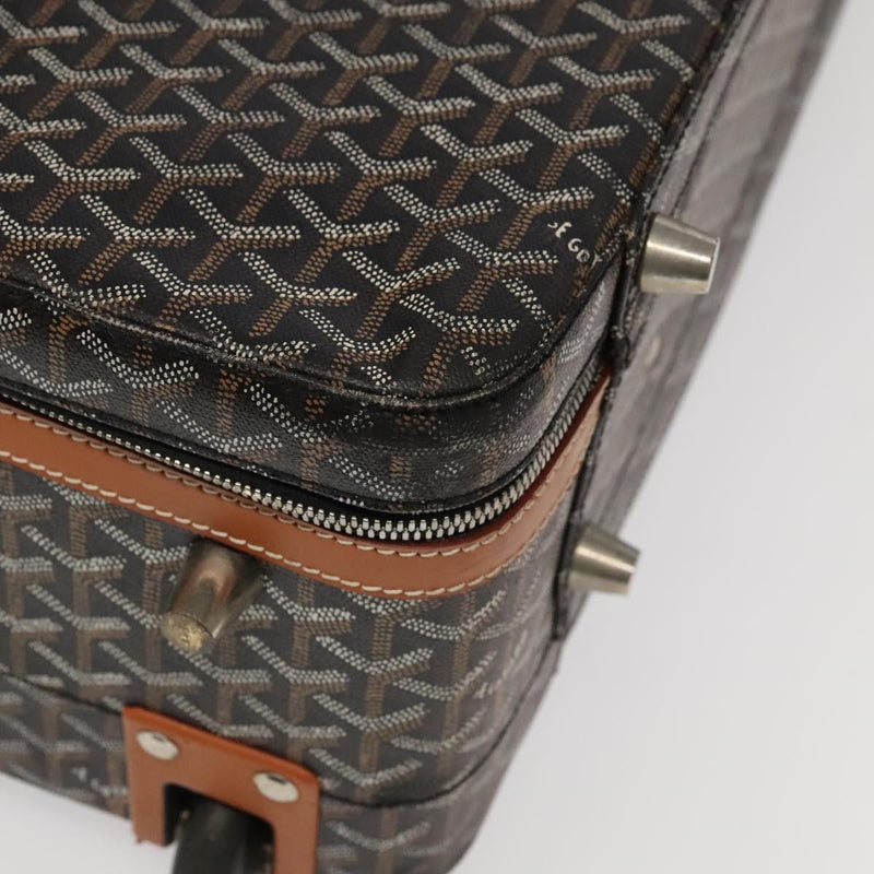 Goyard Bourget Trolley Rolling Luggage Coated Canvas Brown Pvc Bag