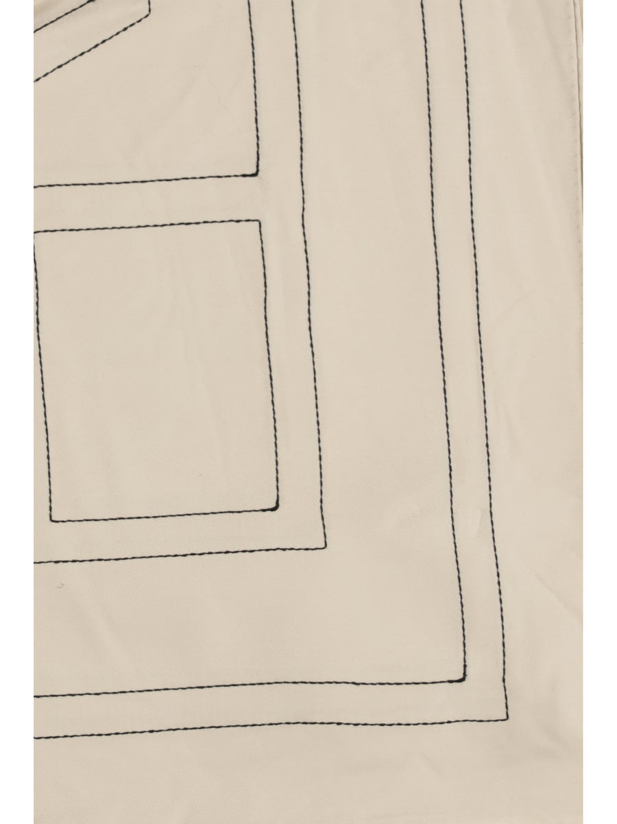 Toteme Monogram-Embroidered Silk Scarf — Ivory Scarfs