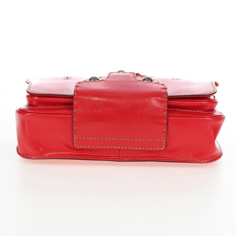 Fendi Secret Code F3 Convertible Satchel Textured Leather Red