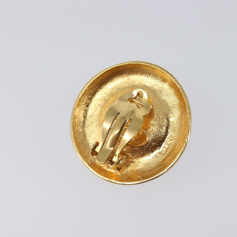 Chanel Vintage Cc Round Clip-On Metal With Gripoix Gold Bijoux