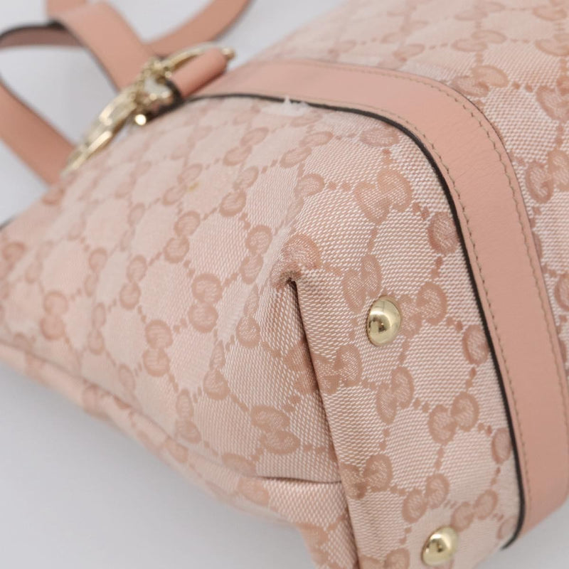 Gucci Abbey Zip Tote Gg Canvas And Leather Pink