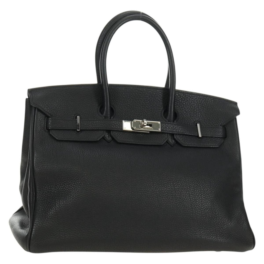 Hermes Birkin Black Clemence With Palladium Hardware Leather Bag