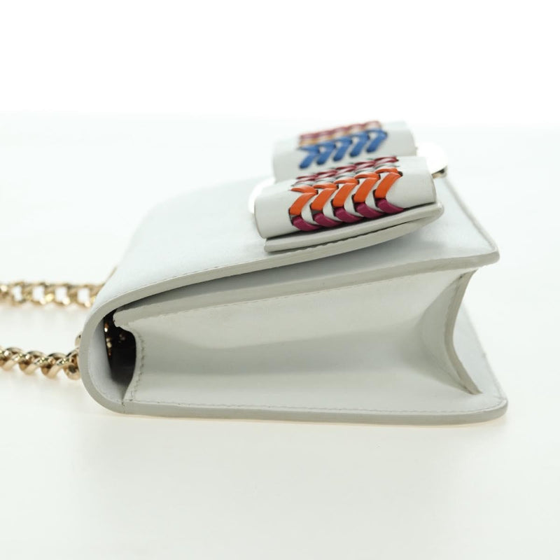 Salvatore Ferragamo Vala Chain Leather White Bag