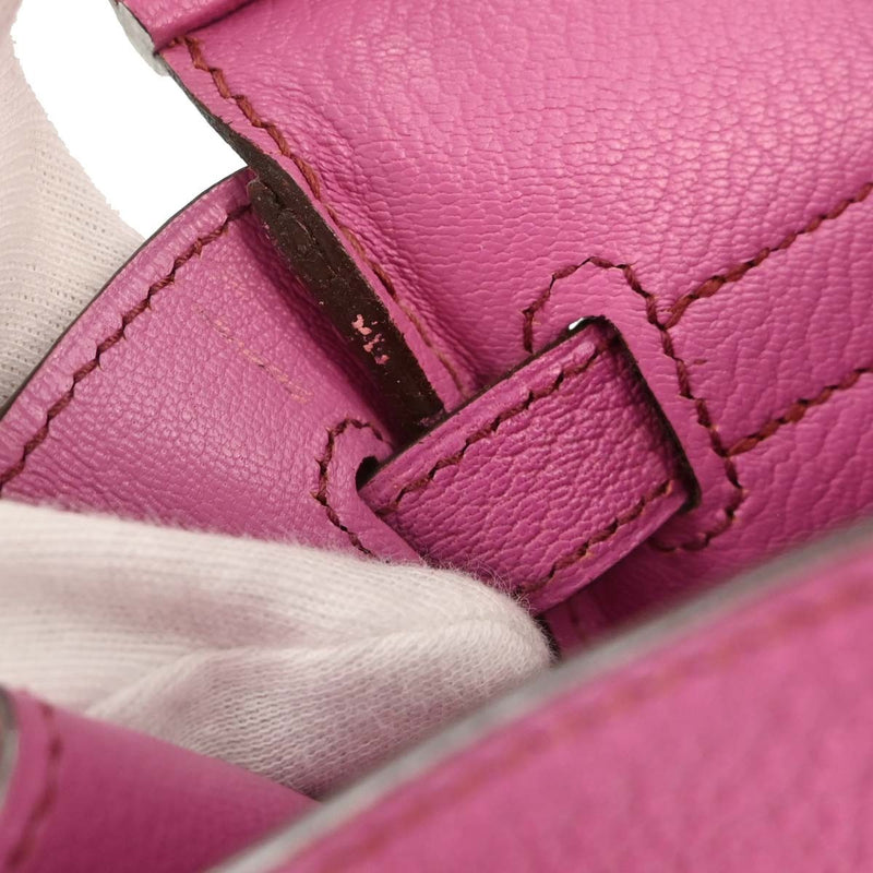 Hermes Hac Birkin Pink Chevre De Coromandel With Palladium Hardware Leather Bag