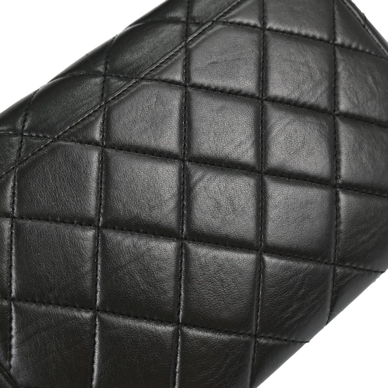 Chanel Vintage Classic Top Handle Flap Quilted Lambskin Black Leather Bag