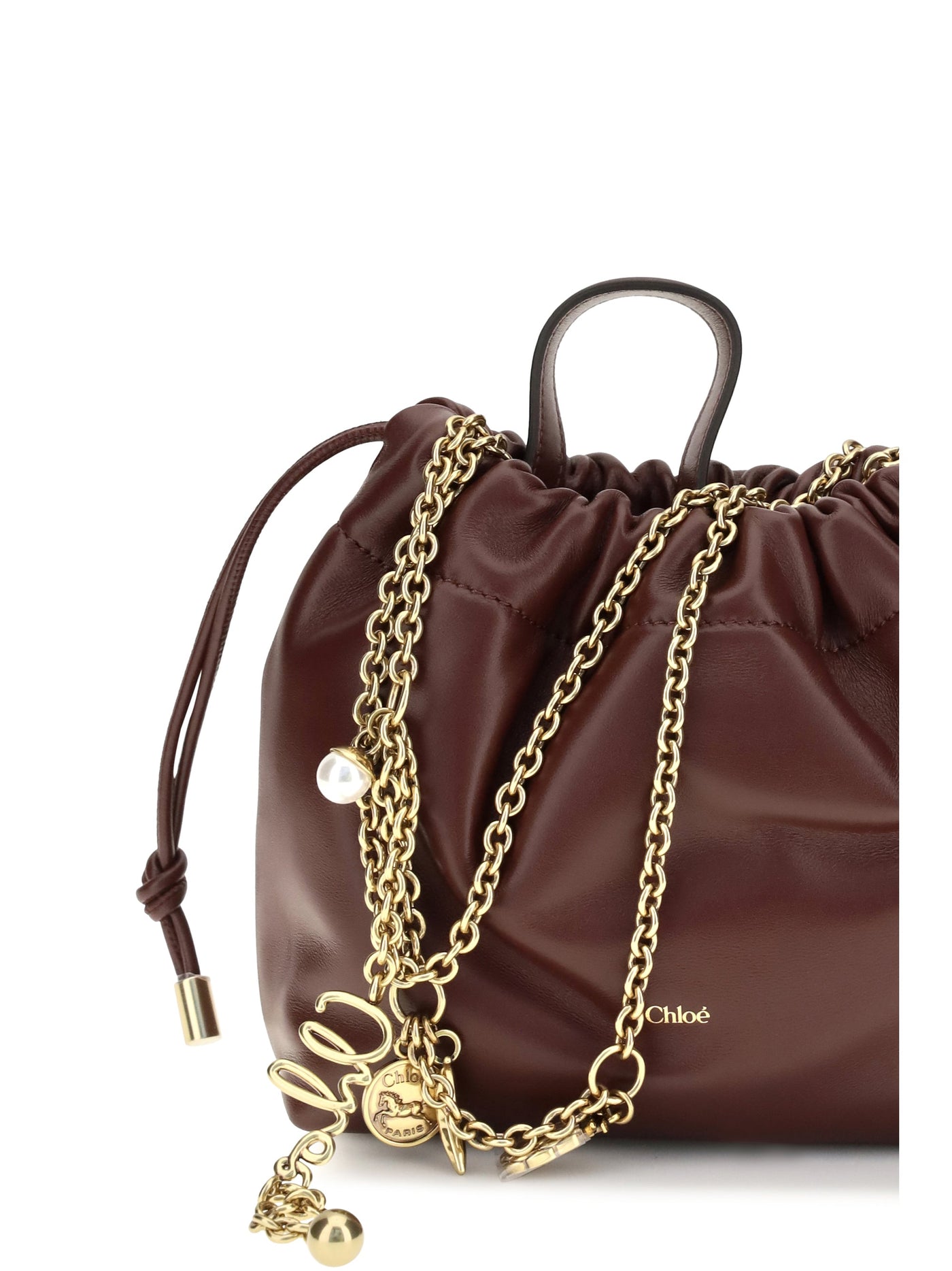 Chloé Icons Mini Shoulder Bag — Bordeaux Calf Leather