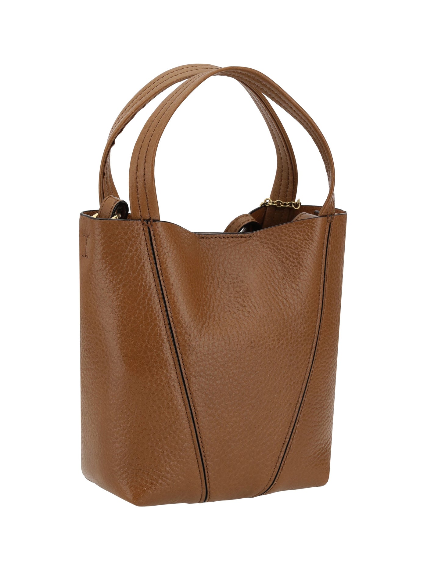 Chloé Spin Shoulder Bag — Brown Calf Leather
