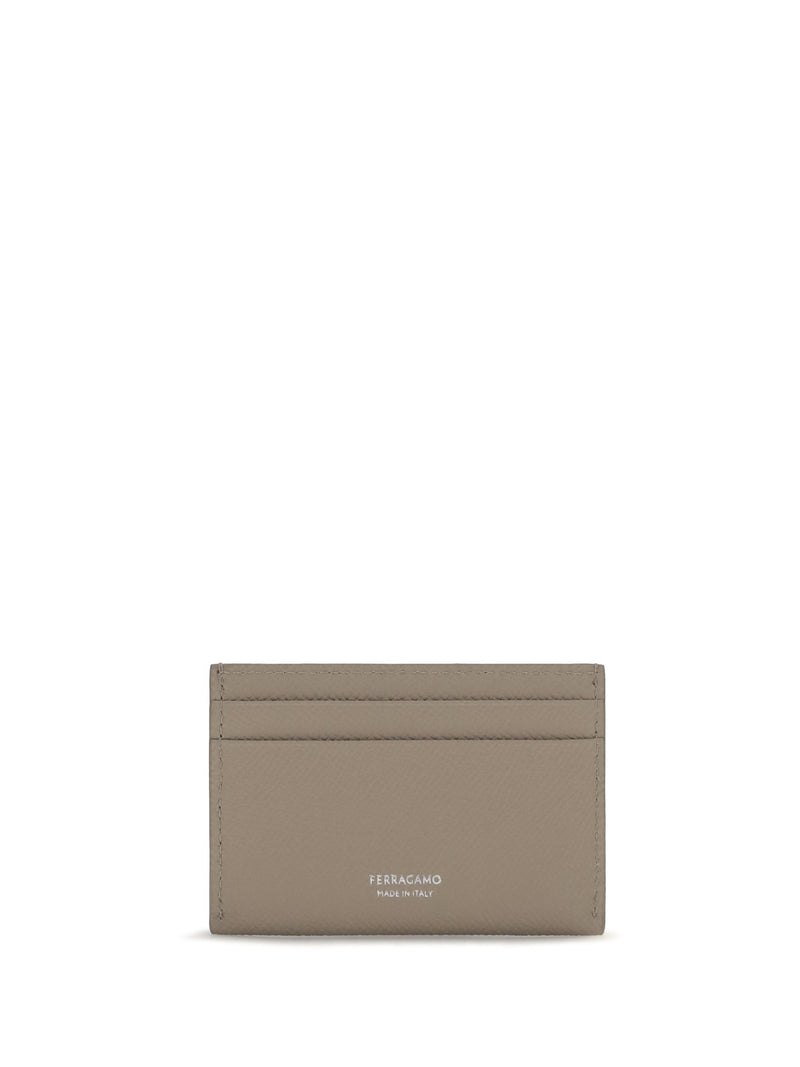 Ferragamo Card Case — Gray Calf Leather Wallets & Purses