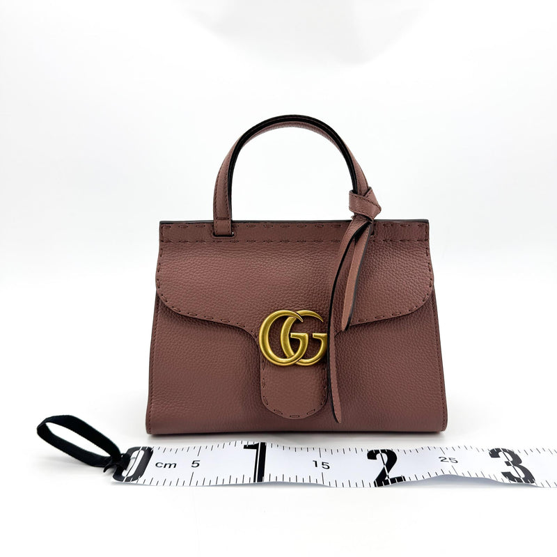 Gucci Gg Marmont Top Handle Leather Pink Bag