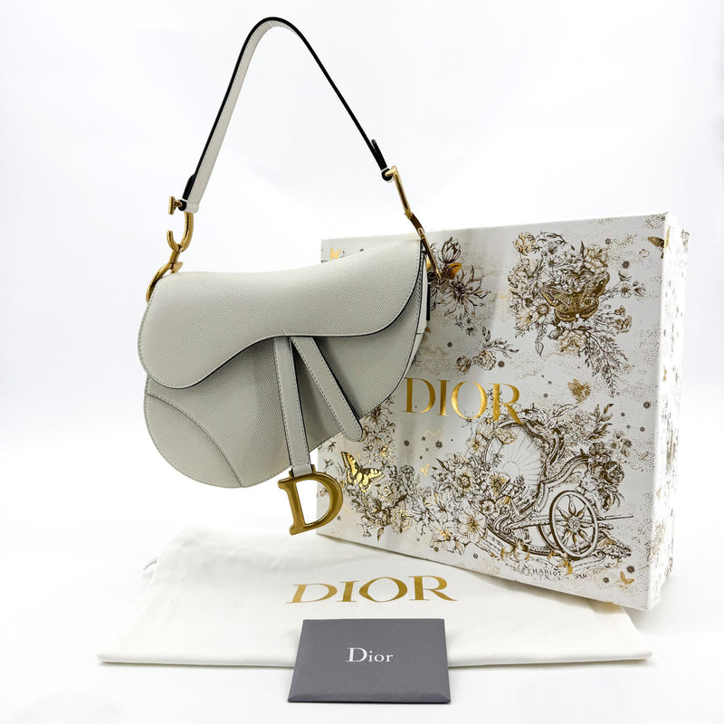 Christian Dior Saddle Leather White Bag
