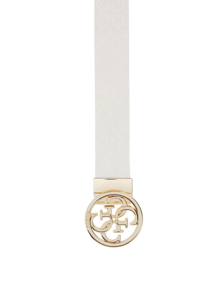 Guess Logo-Embossed Belt — Beige Polyester