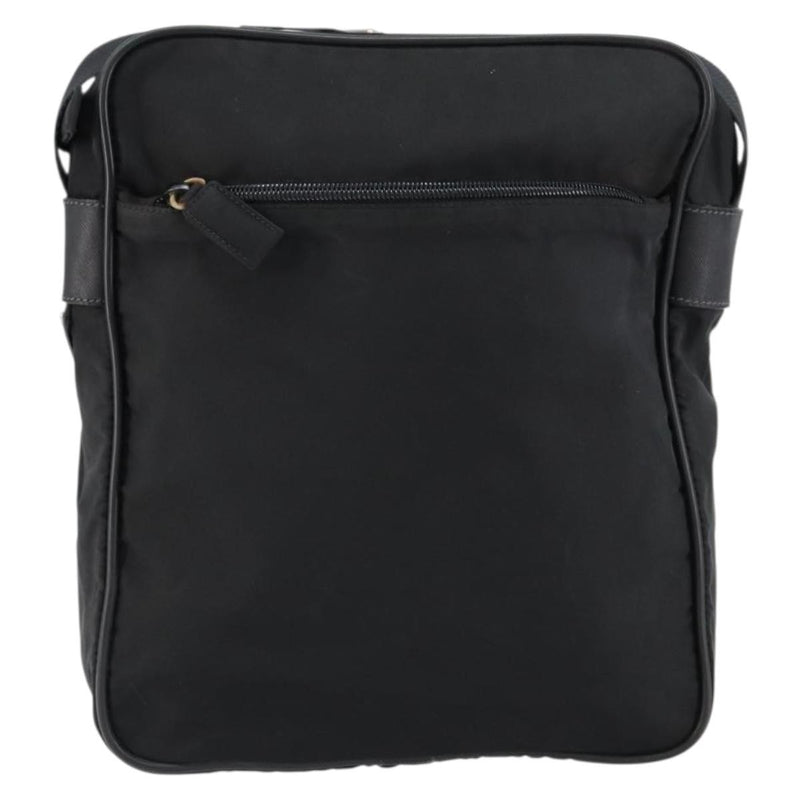Prada Zip Messenger Tessuto With Leather Black Nylon