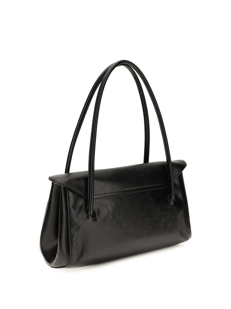 Marni East-West Shoulder Bag — Black Calf Leather Bos Taurus