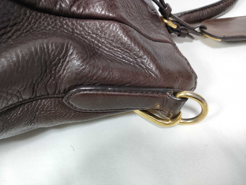 Prada Vitello Daino Convertible Tote Brown Leather