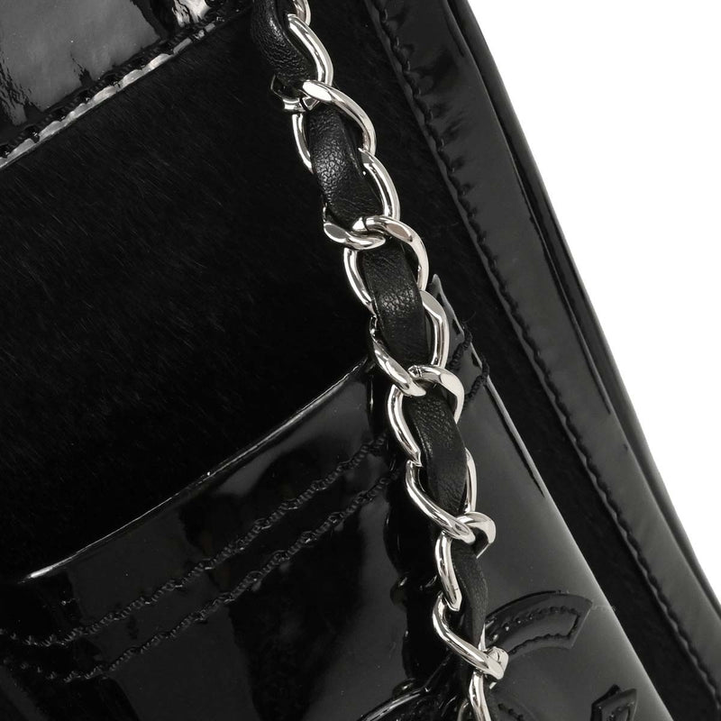Chanel Cc Pocket Pony Hair With Patent Black Patent_leather Bag