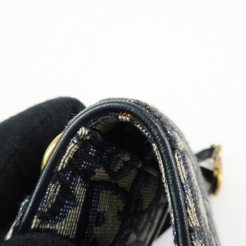 Christian Dior Saddle Belt Oblique Canvas Navy Bag