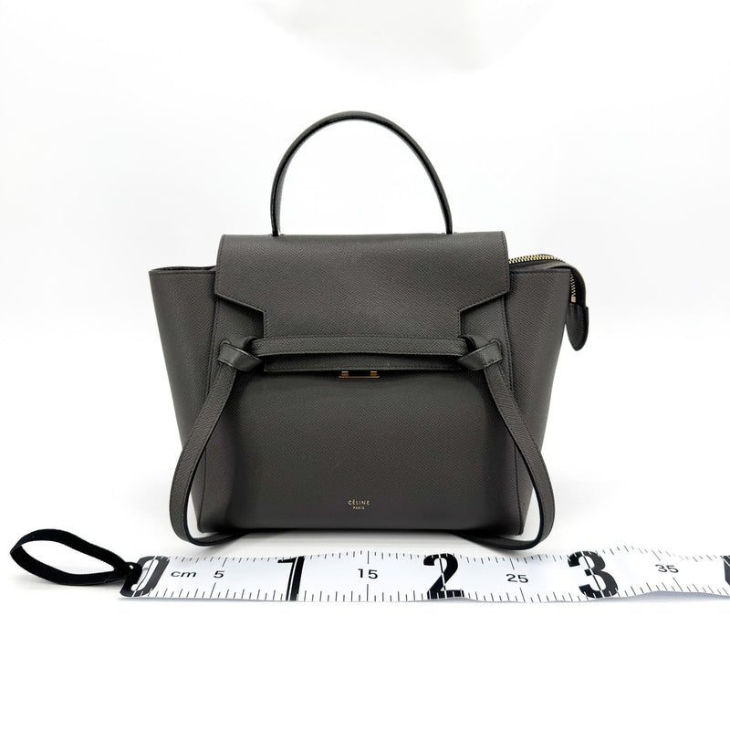 Celine Belt Calfskin Gray Leather Bag