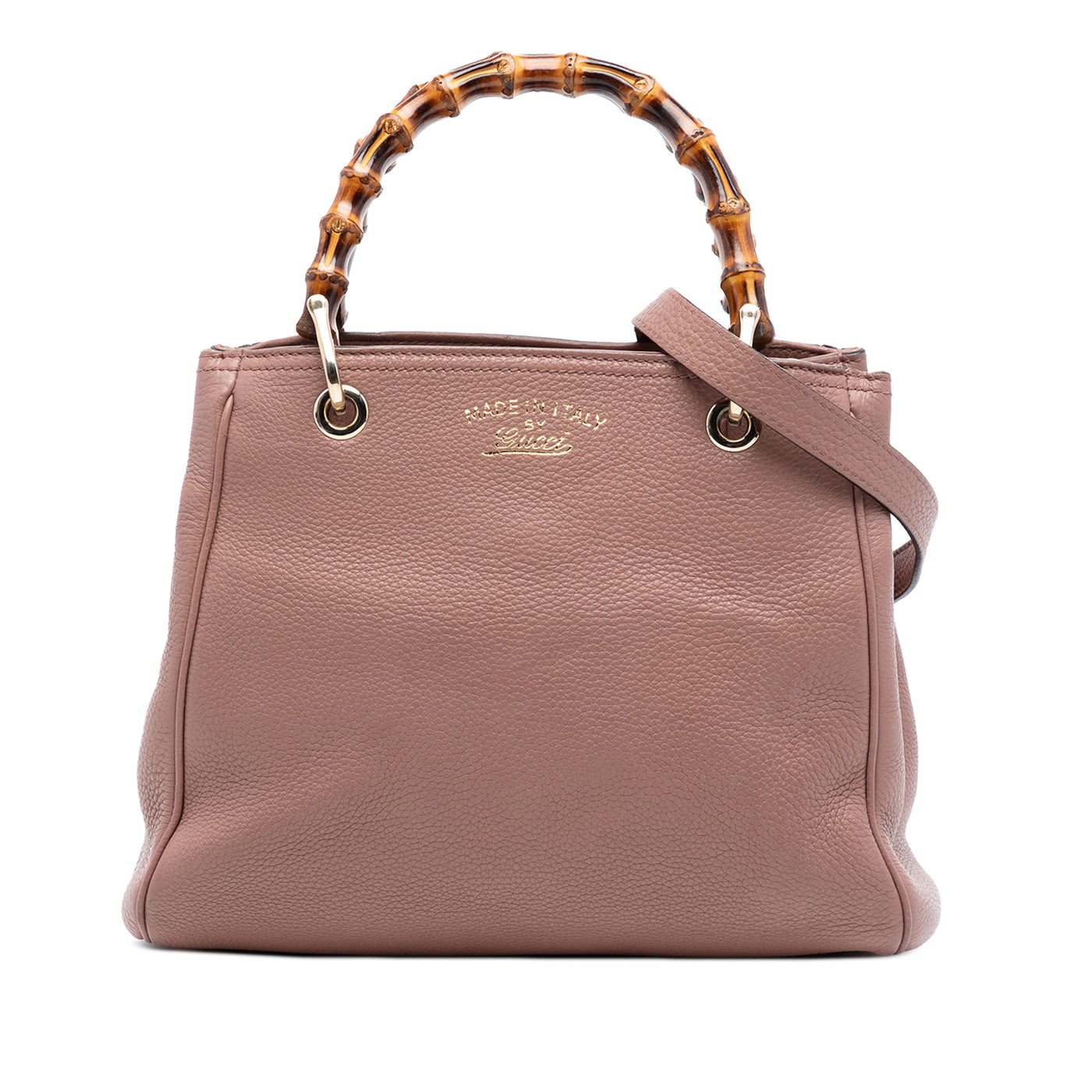 Small Calfskin Bamboo Shopper Satchel - Image 1