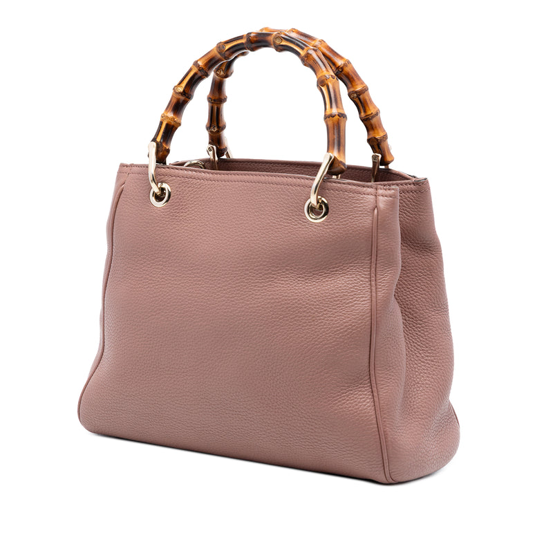 Small Calfskin Bamboo Shopper Satchel - Image 2