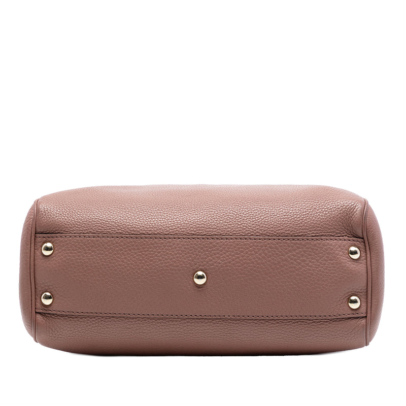 Small Calfskin Bamboo Shopper Satchel - Image 3