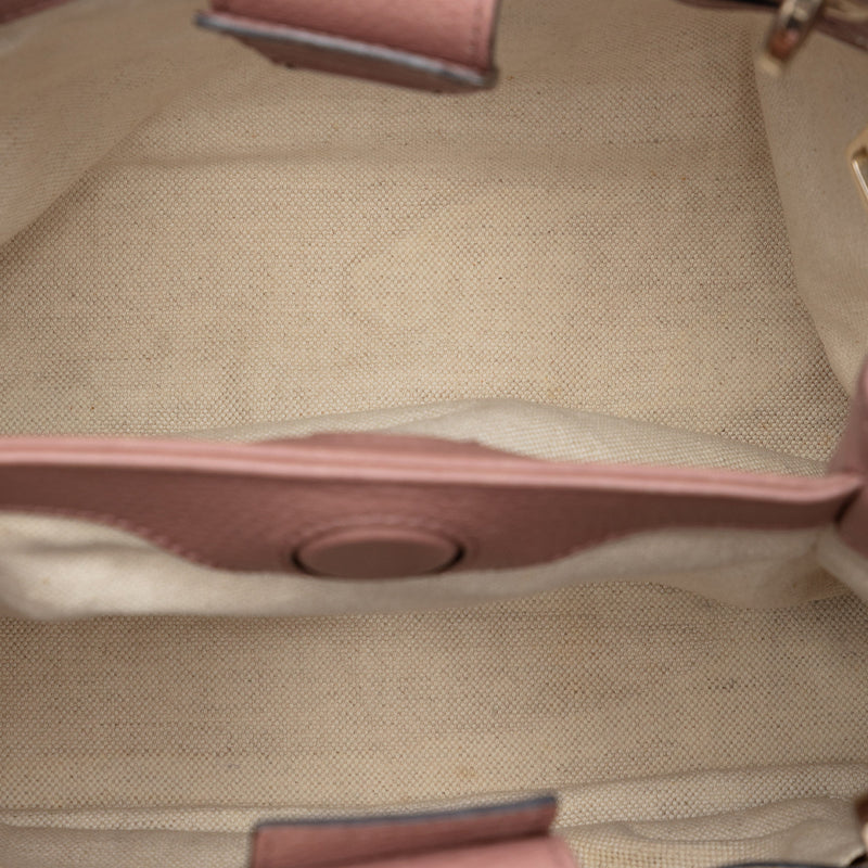 Small Calfskin Bamboo Shopper Satchel - Image 4