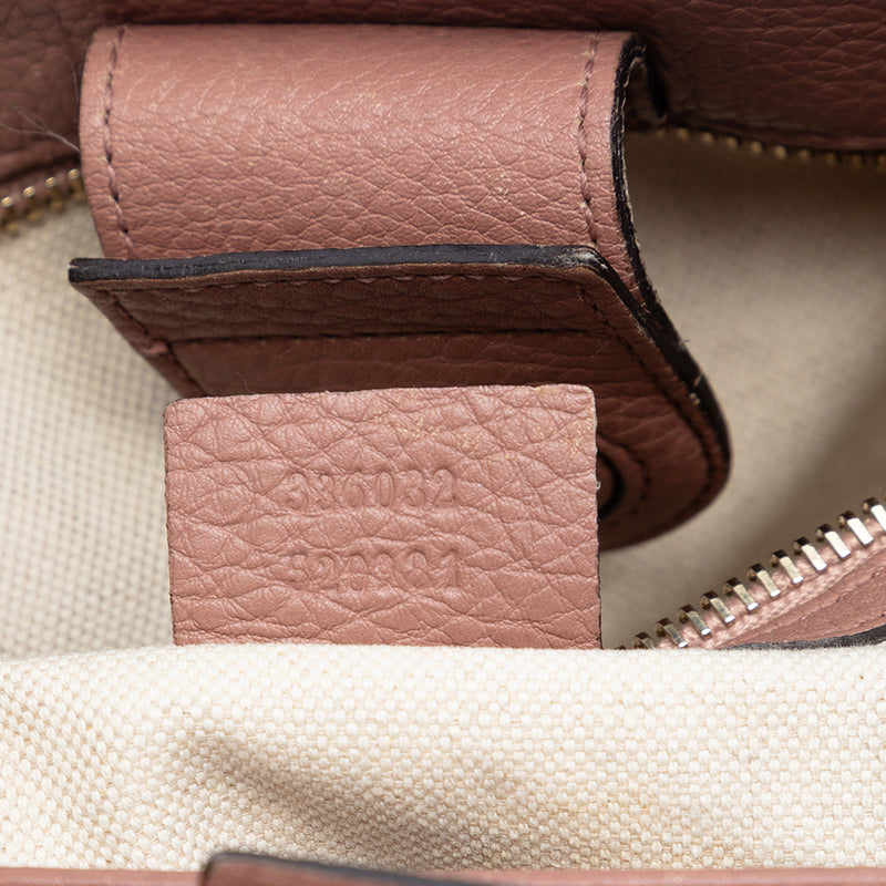 Small Calfskin Bamboo Shopper Satchel - Image 6