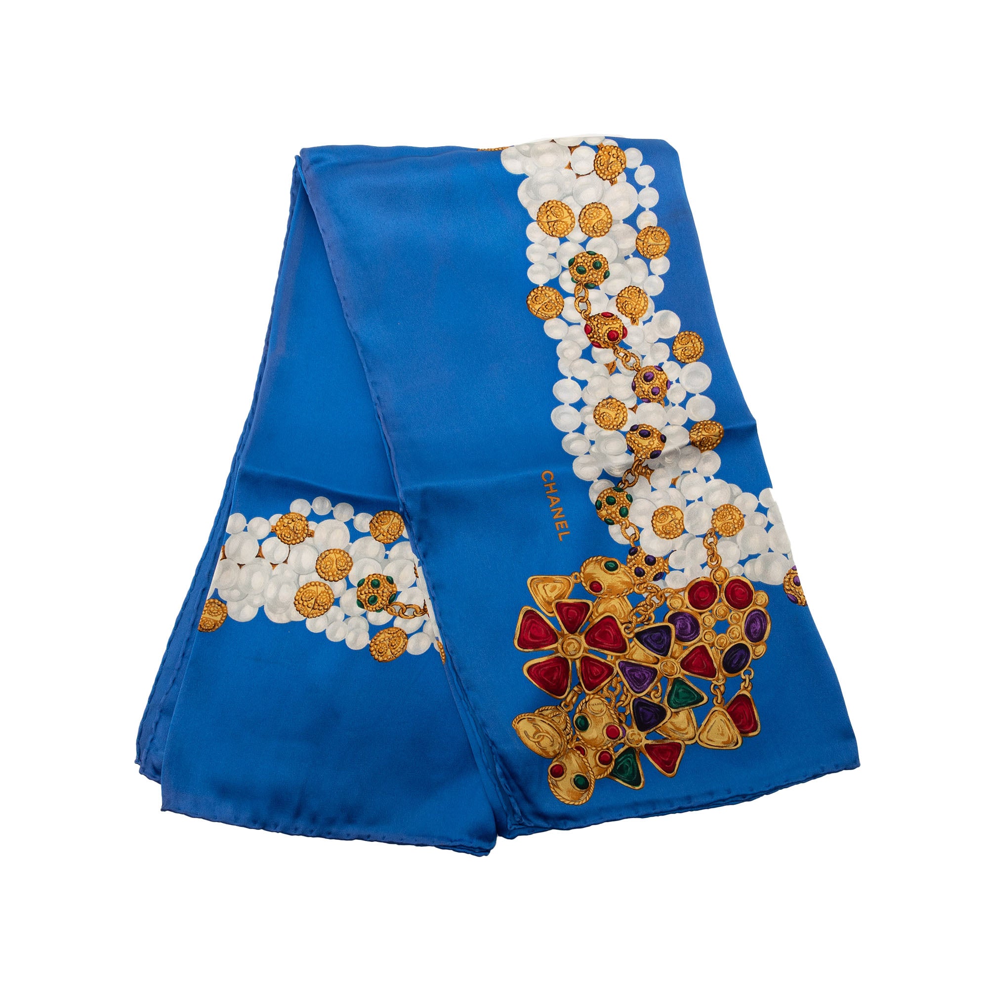Pearls and Gripoix Printed Silk Scarf 90 - Image 1