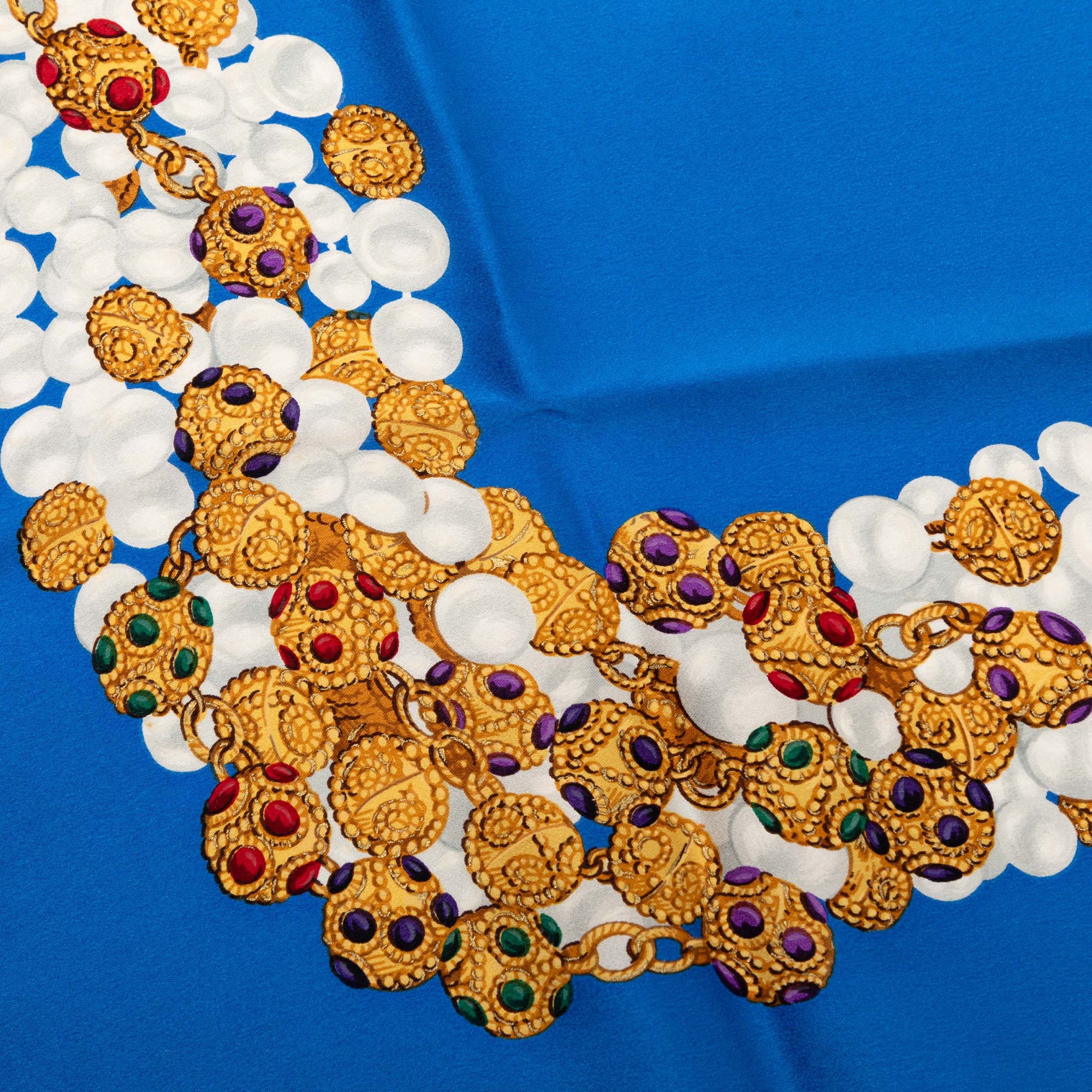 Pearls and Gripoix Printed Silk Scarf 90 - Image 5