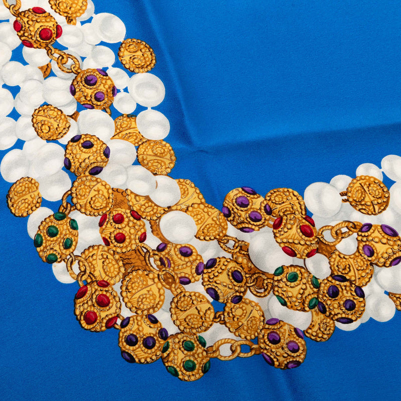 Pearls and Gripoix Printed Silk Scarf 90 - Image 5