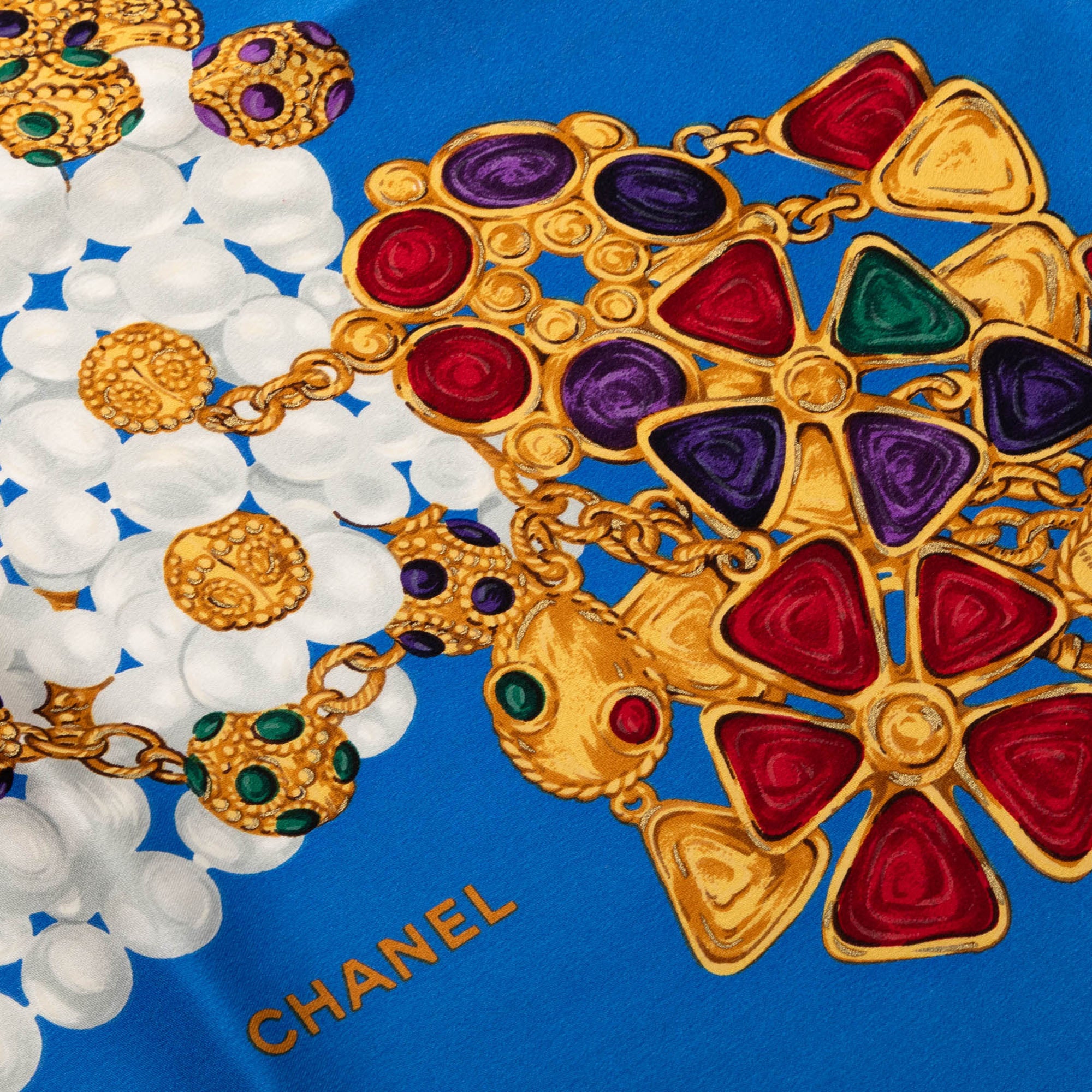 Pearls and Gripoix Printed Silk Scarf 90 - Image 6