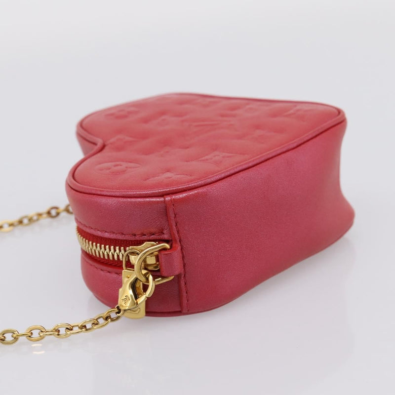 Louis Vuitton Coeur Heart On Chain Monogram Embossed Lambskin Red Leather Bag