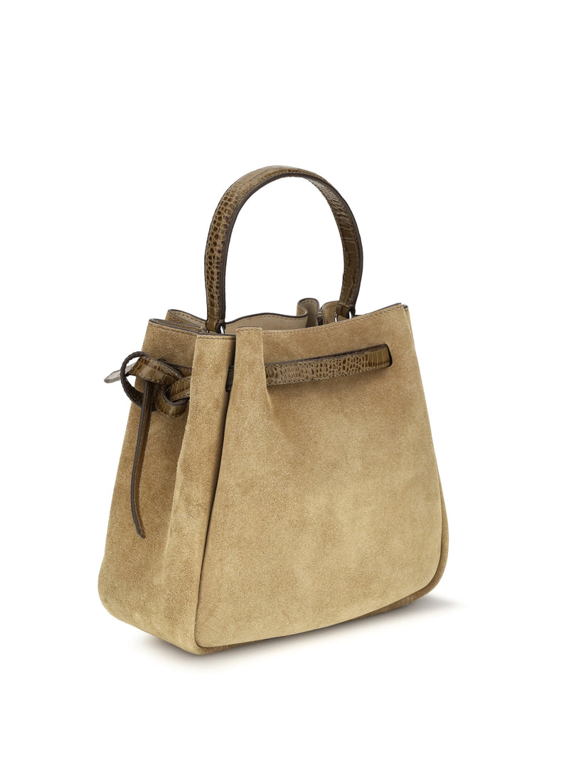 Tory Burch Romy Bucket Bag — Beige Suede