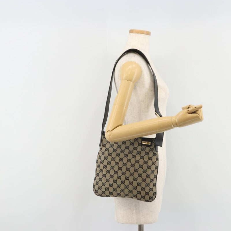 Gucci Web Strap Zip Messenger Gg Canvas Beige