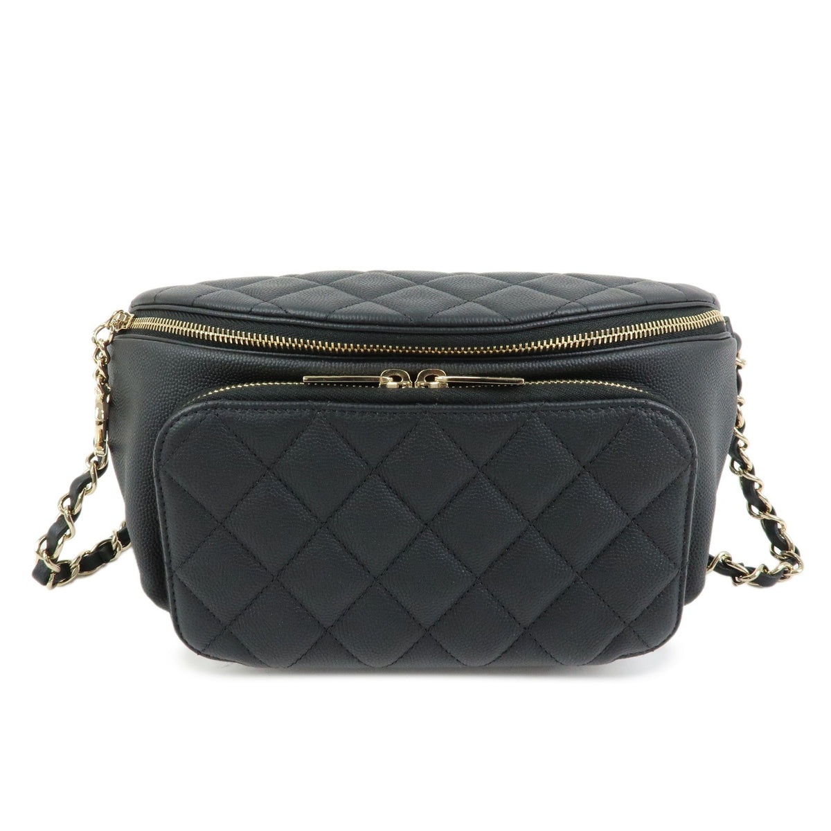 Chanel Business Affinity Waist Quilted Caviar Black Leather Bag