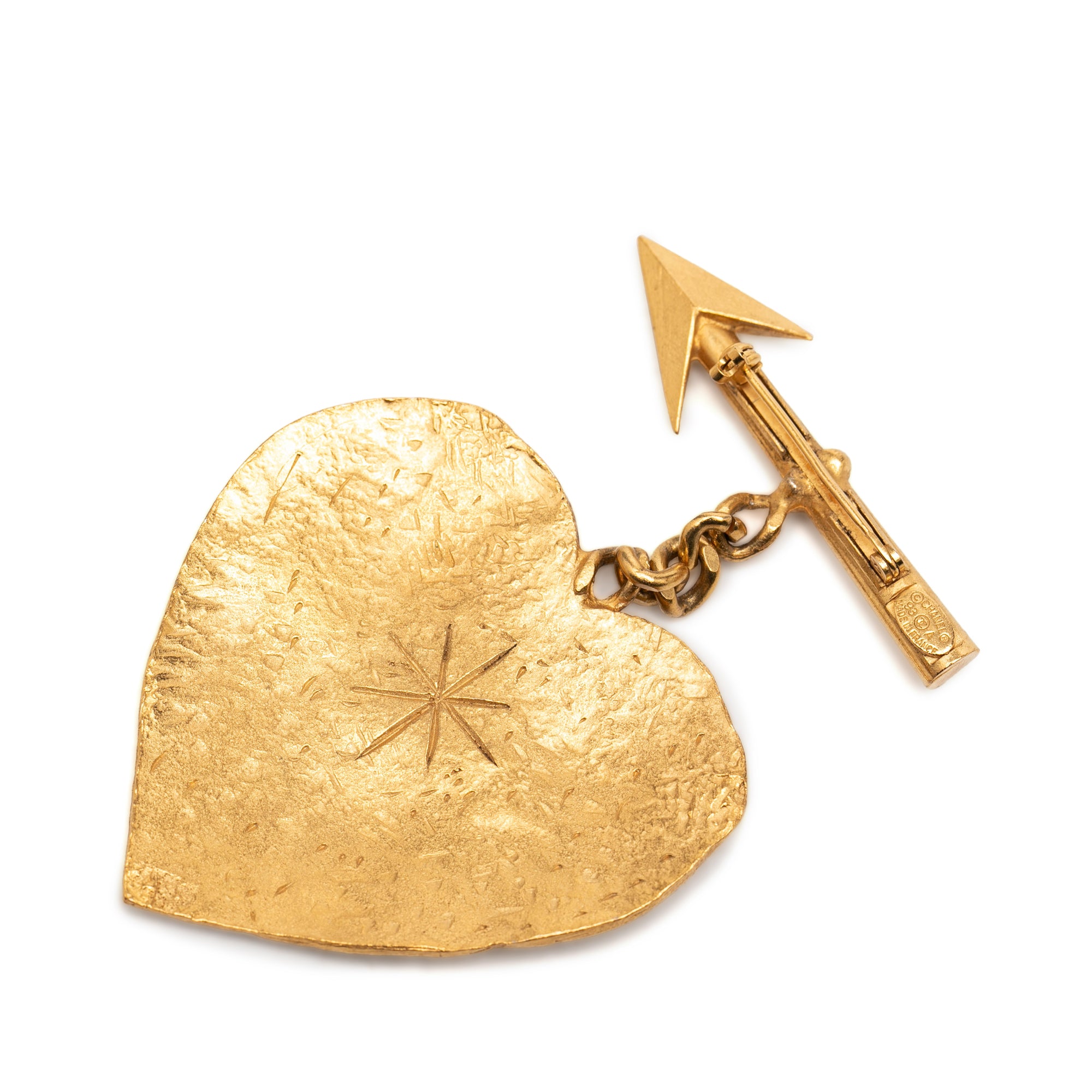 Gold Plated Cambon Paris Arrow Heart Swing Brooch - Image 2