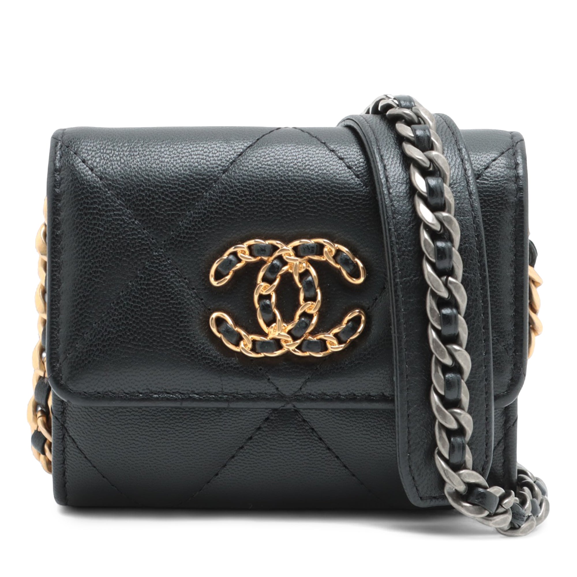 Quilted Lambskin 19 Flap Coin Purse With Chain - Image 1