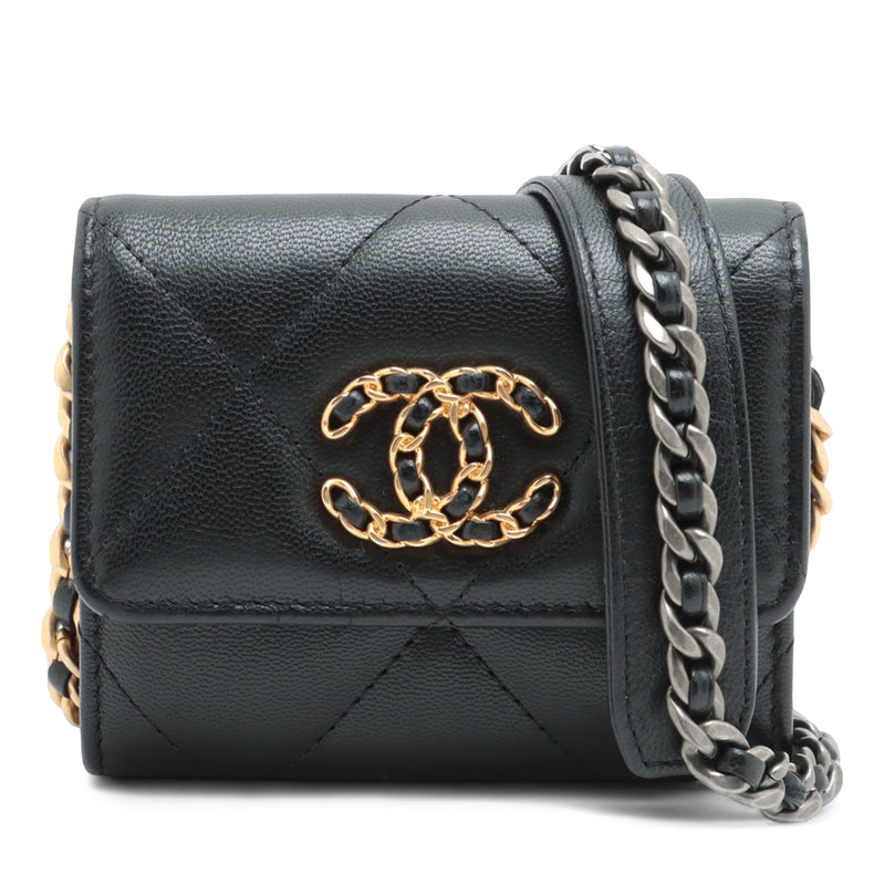 Quilted Lambskin 19 Flap Coin Purse With Chain