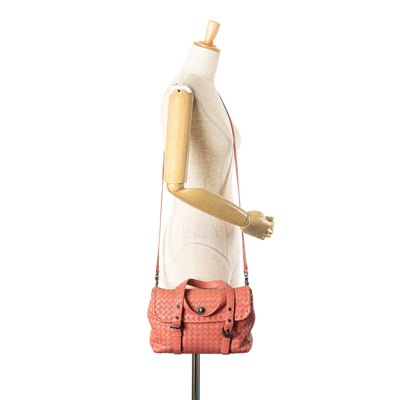 Leather Intrecciato Flap Satchel - Image 13
