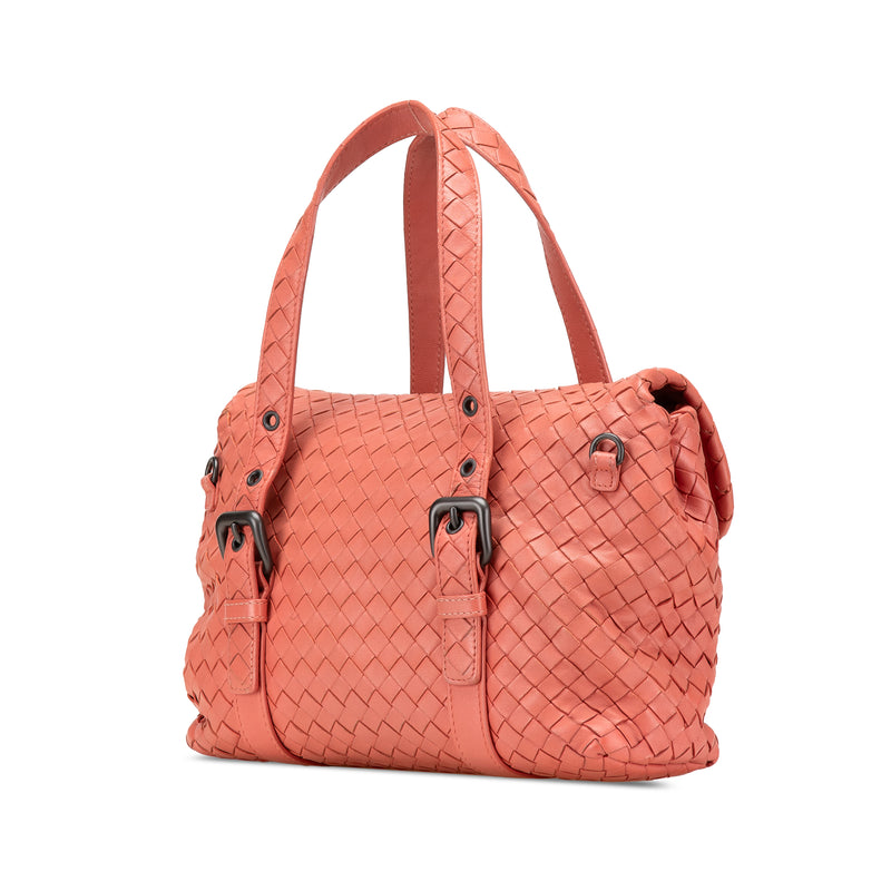 Leather Intrecciato Flap Satchel - Image 2