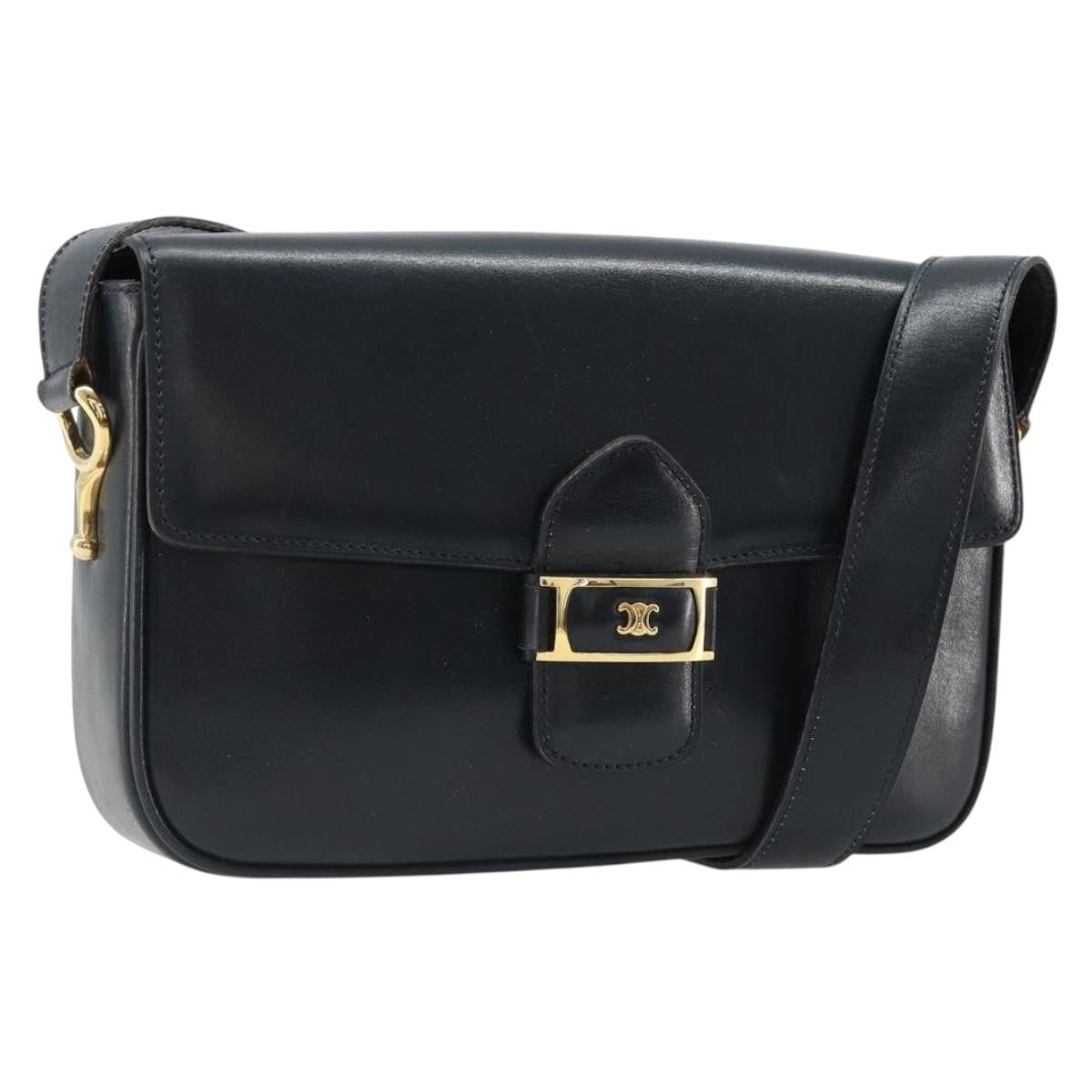 Celine Shoulder Leather Navy Bag